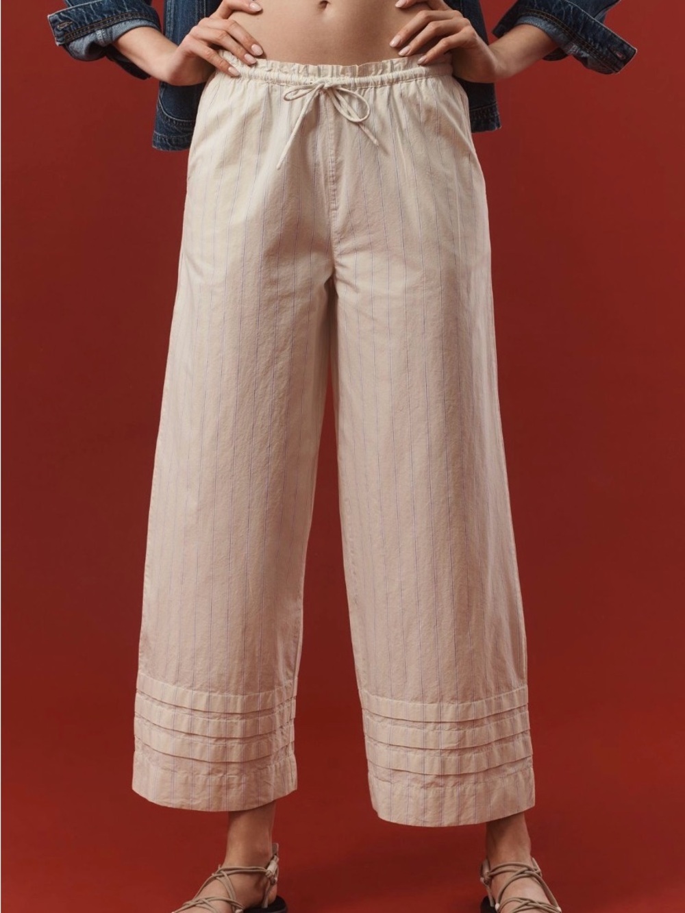 Damson Madder Pinstripe Drawstring Casual Pants